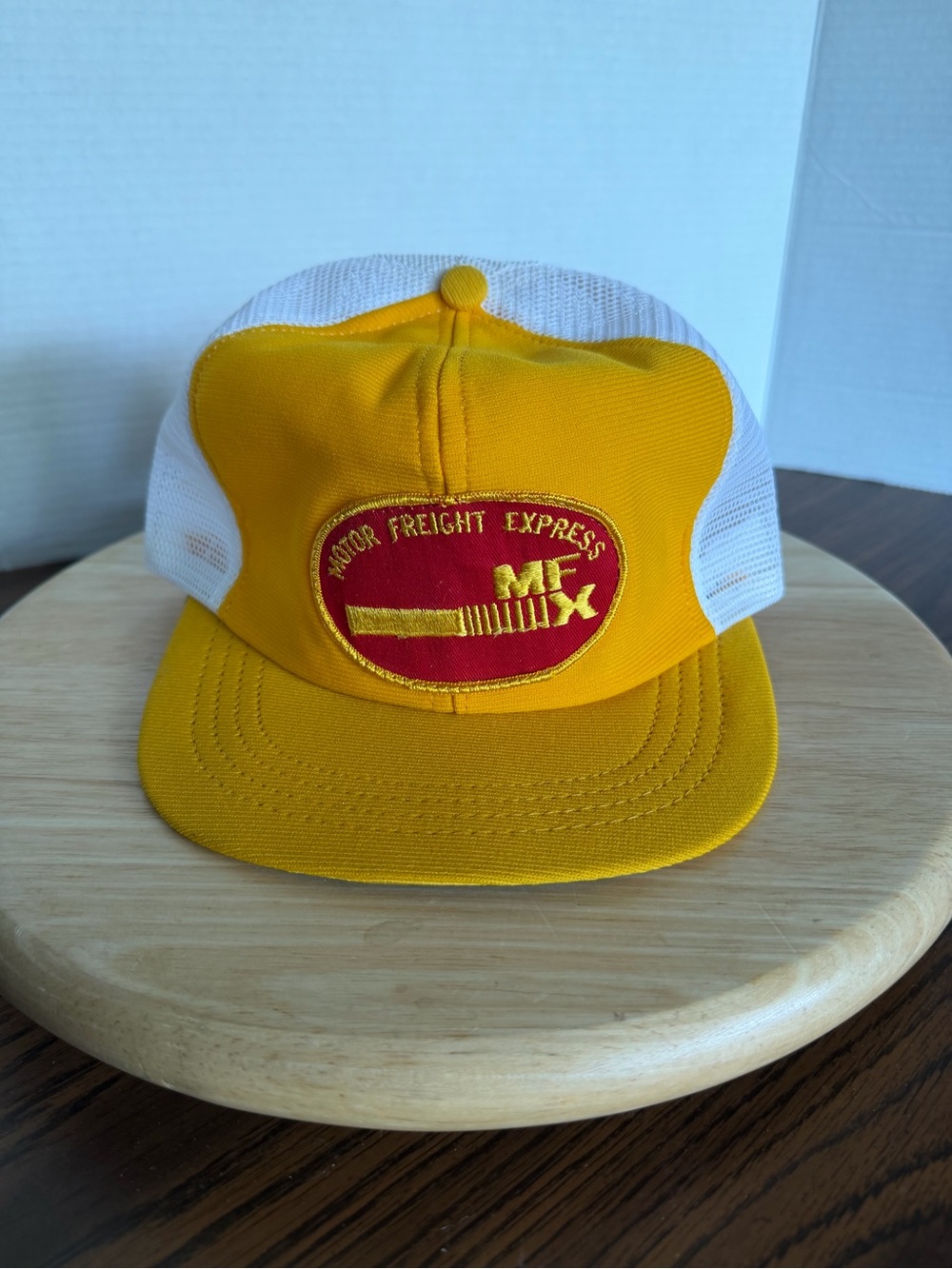 Vintage Major Freight Express MFX Trucker Hat Yellow White Mesh Snapback USA Mad